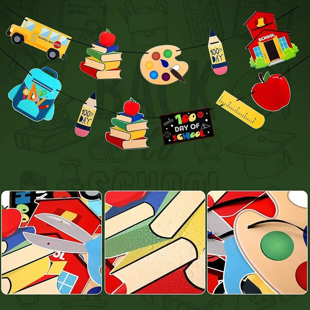 87-Pieces 100th Day of School Banner Happy 100 Days Banner Sign Hanging Banner